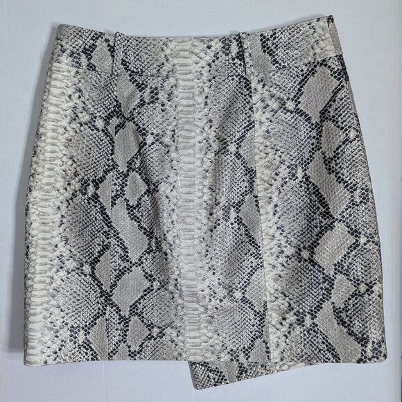 NWOT Olivia Palermo x BR Snake-Effect Italian Leather Button-Wrap Skirt - Picture 11 of 16